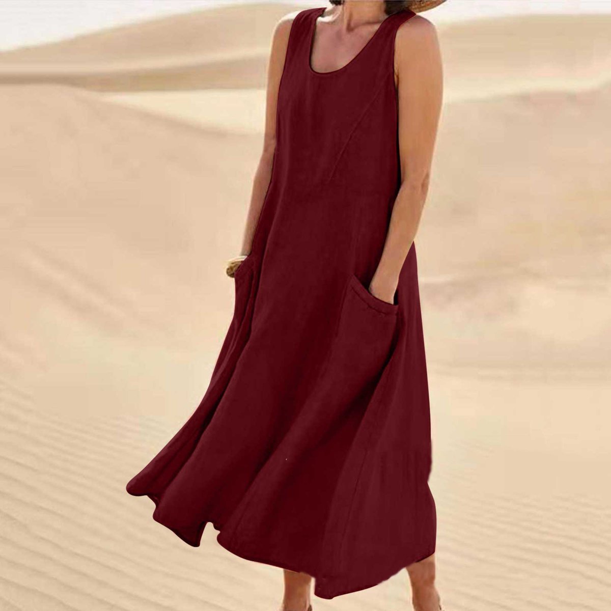 🔥Women's Sleeveless Cotton And Linen Dress