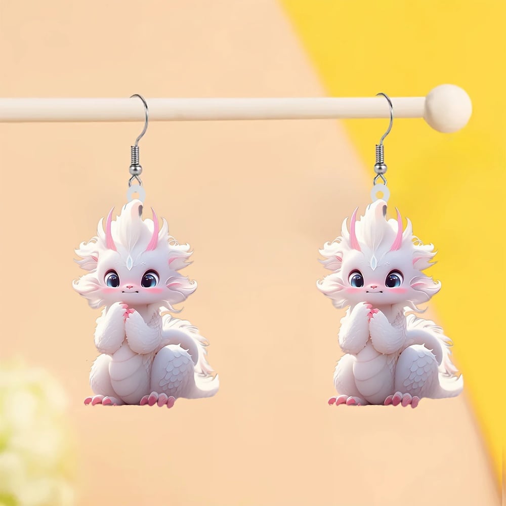 🌈Multicolor Dragon Baby Charm Earrings Set🦖