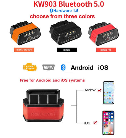 🚗OBD II Bluetooth 5.0 Adapter- Works for All OBD Compliant Cars 1996 & Newer