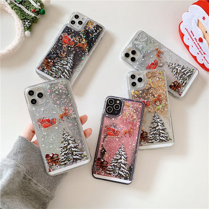 🎄Christmas theme flash powder iPhone mobile phonecase for iPhone 14/13/12/11/X/XS/7/8/SE