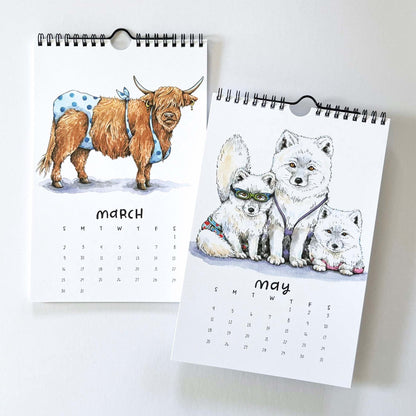 👙2025 Swimsuit Animals Watercolor Wall Calendar