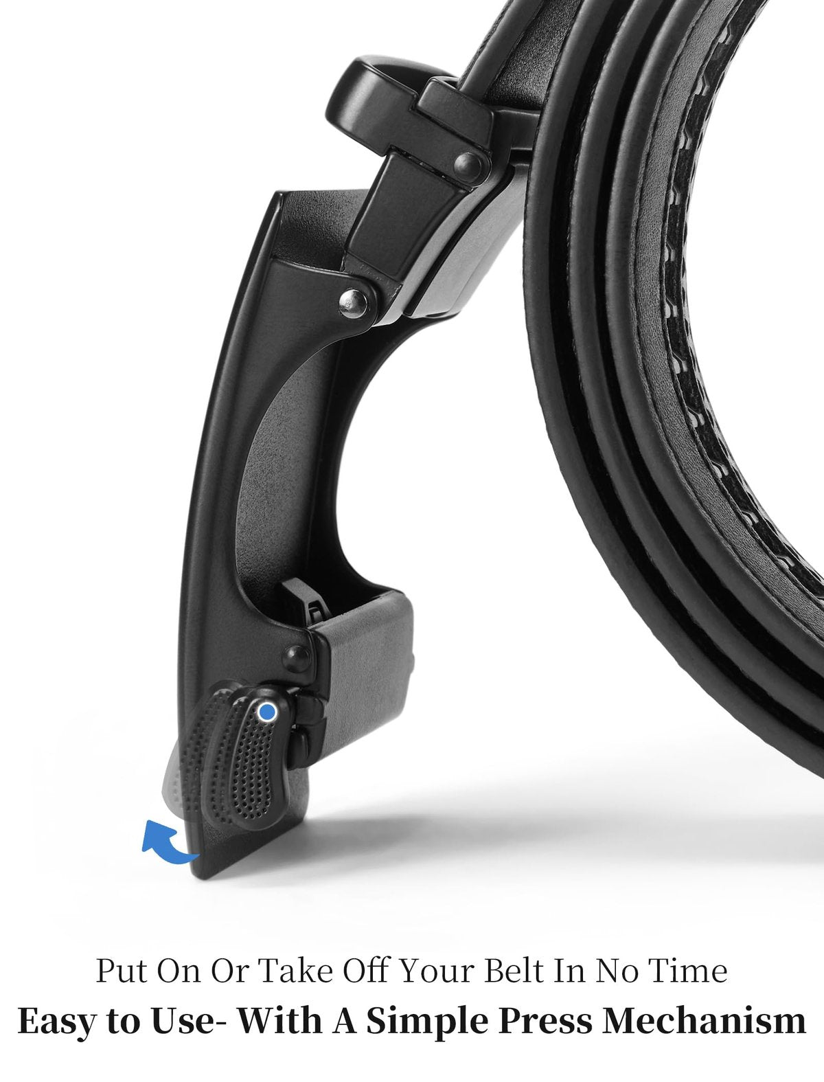 Men's Adjustable Buckle Leather Ratchet Belt, Trim to Fit