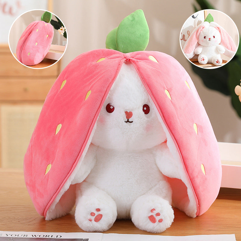 Strawberry Bunny Transformed into Little Rabbit Fruit Doll Plush Toy