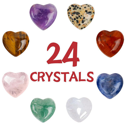 24 Pack Valentines Cards with Heart-Shape Stones