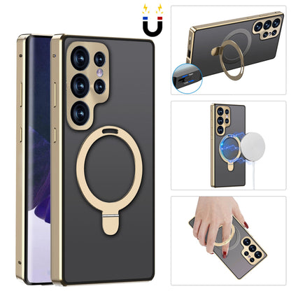 Magnetic Double-Sided Protection Metal Frame Phone Case With Invisible MagSafe Bracket For Galaxy/iPhone