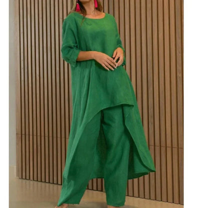 💥Last Day Promotion 49% OFF💥💕Women's Solid Color Cotton Linen Fashionable Casual Suit💃💃