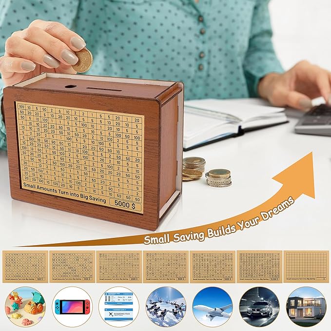 🎁Last Day Sale 49% OFF🎁🎅Cash Vault Wooden Savings Box