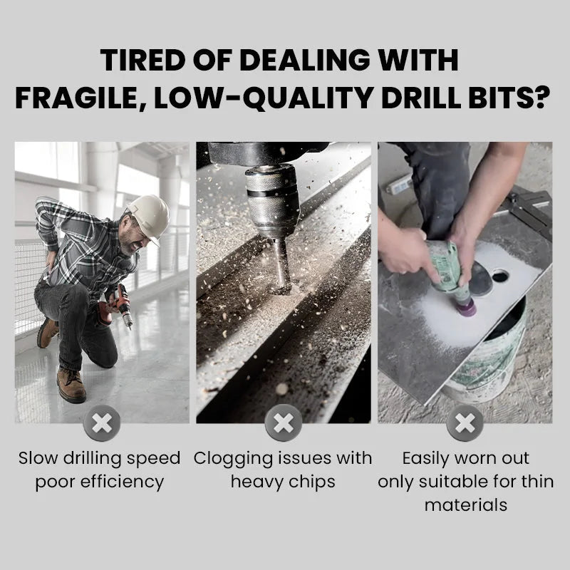 🔥2025 Hot Sale 50% OFF🔥High-Strength 4-Flute Serrated Eccentric Drill Bit Kit