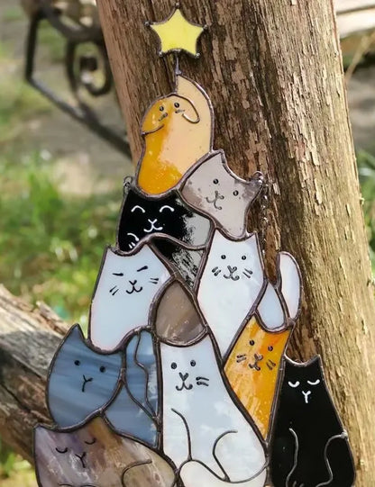 🎄Early Sale-50% OFF😻Cat Christmas Tree Suncatcher Ornament