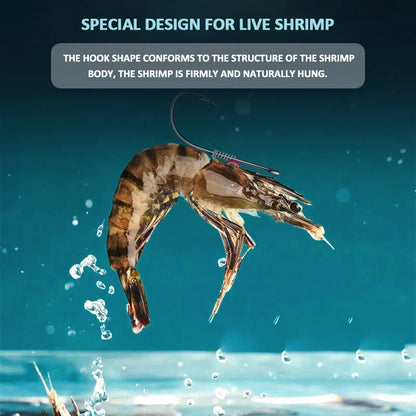 Sea Fishing Hook with Spring for Live Shrimp Bait (10PCS)