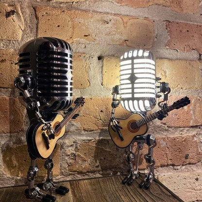 🎁Vintage Microphone Robot Desk Lamp - Get Free Guitar!!