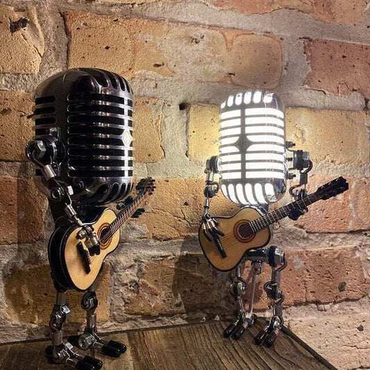 🎁Vintage Microphone Robot Desk Lamp - Get Free Guitar!!