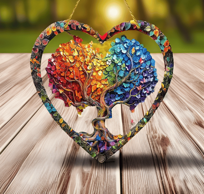🌳Last Day Promotion 49% OFF - Wrapped in Love Tree of Life Suncatcher Heart Charm Gift❤️