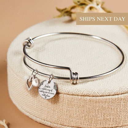 Last Day 75% OFF👯‍♀💖A Sister Is God's Way Of Making Sure We Never Walk Alone Bangle