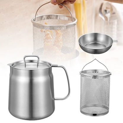 👨‍🍳2-in-1 304 Stainless Steel Multifunctional Oil Strainer Pot