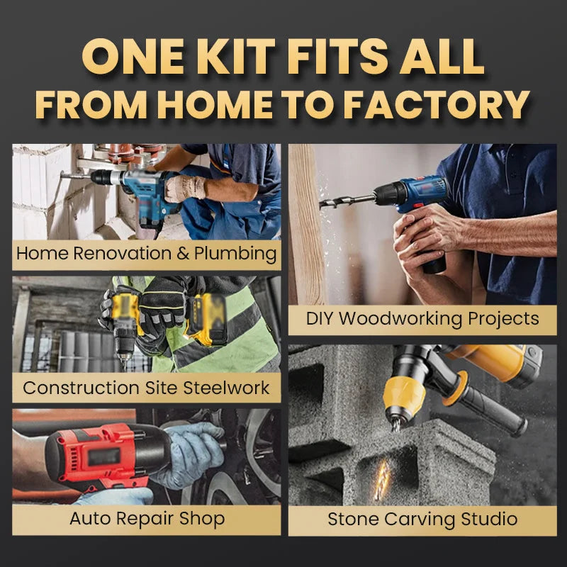 🔥2025 Hot Sale 50% OFF🔥High-Strength 4-Flute Serrated Eccentric Drill Bit Kit