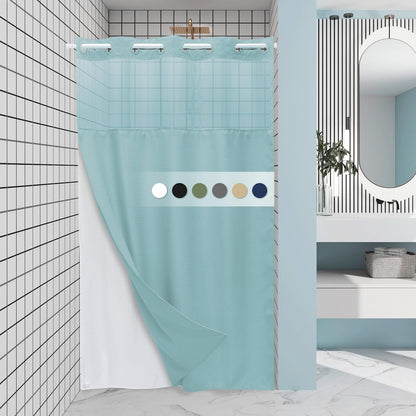 🔥🔥No Hook Shower Curtain with Snap in Liner