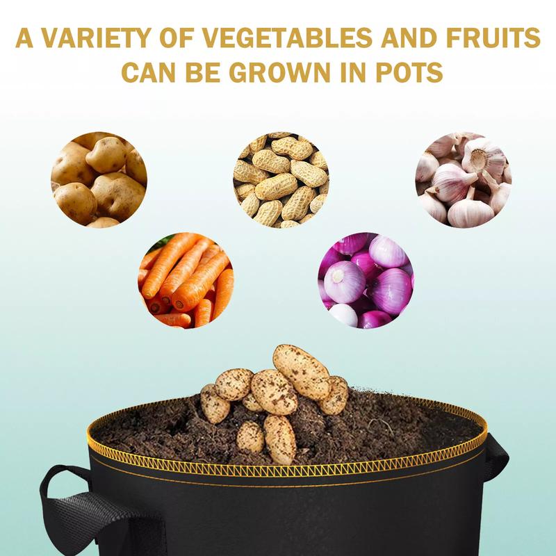 5/7/10Gallon Potato Planting Growing Thickened Nonwoven Plant Fabric Pot Nursery Bags for Home Gardening