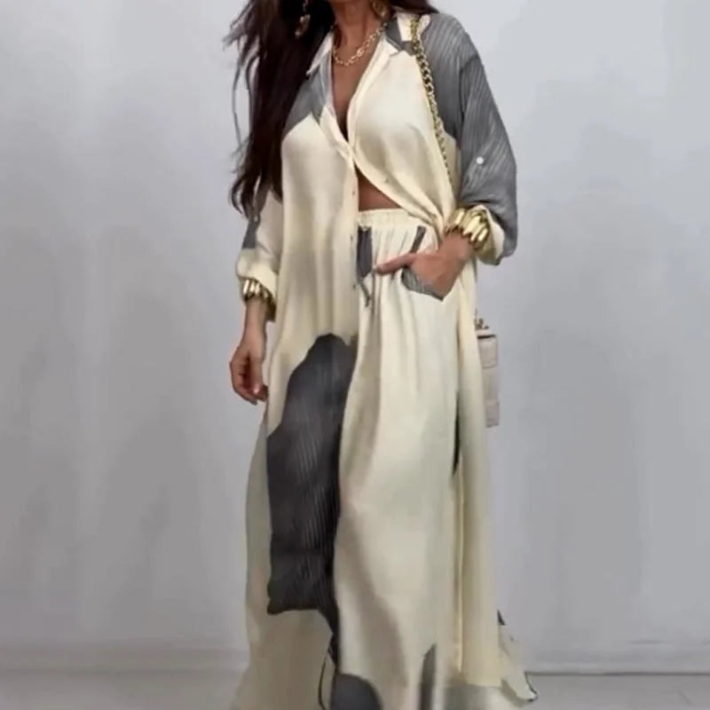 🩷Summer Special Offer🌼Full Button Down Long Shirt & Drawstring Pants Set