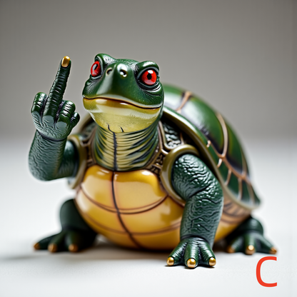 Middle Finger Sea Turtle Sculpture