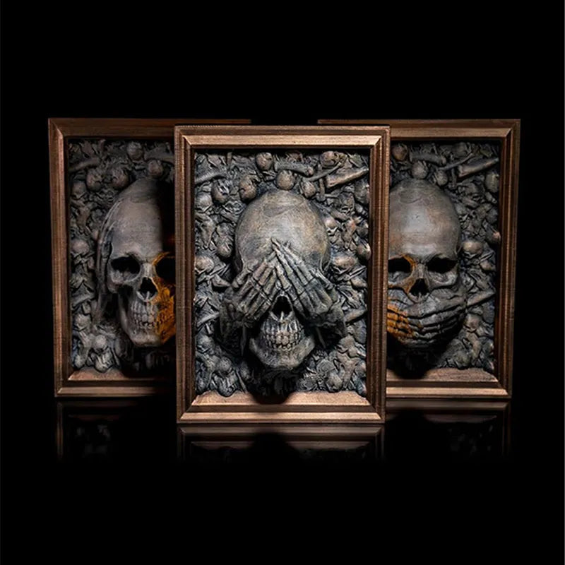 ☠Three Wise Skulls Picture Frame Decor