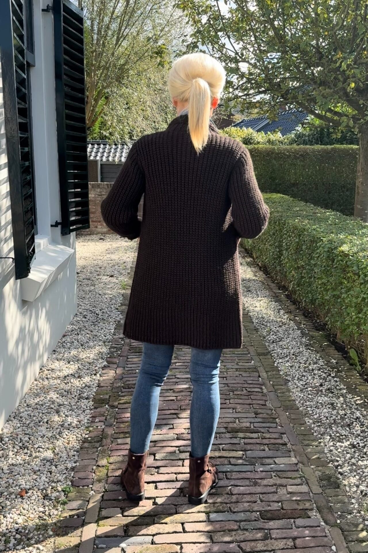 Solid Color Knitted Collar Cardigan with Pockets