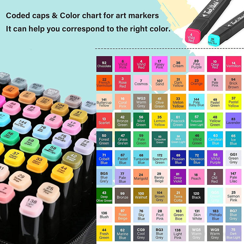 80 Colors Premium Dual Tip Markers Set with Carry Case