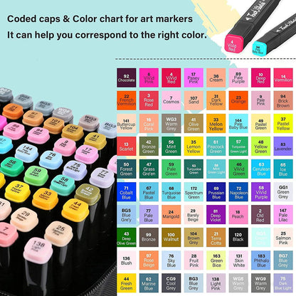 80 Colors Premium Dual Tip Markers Set with Carry Case