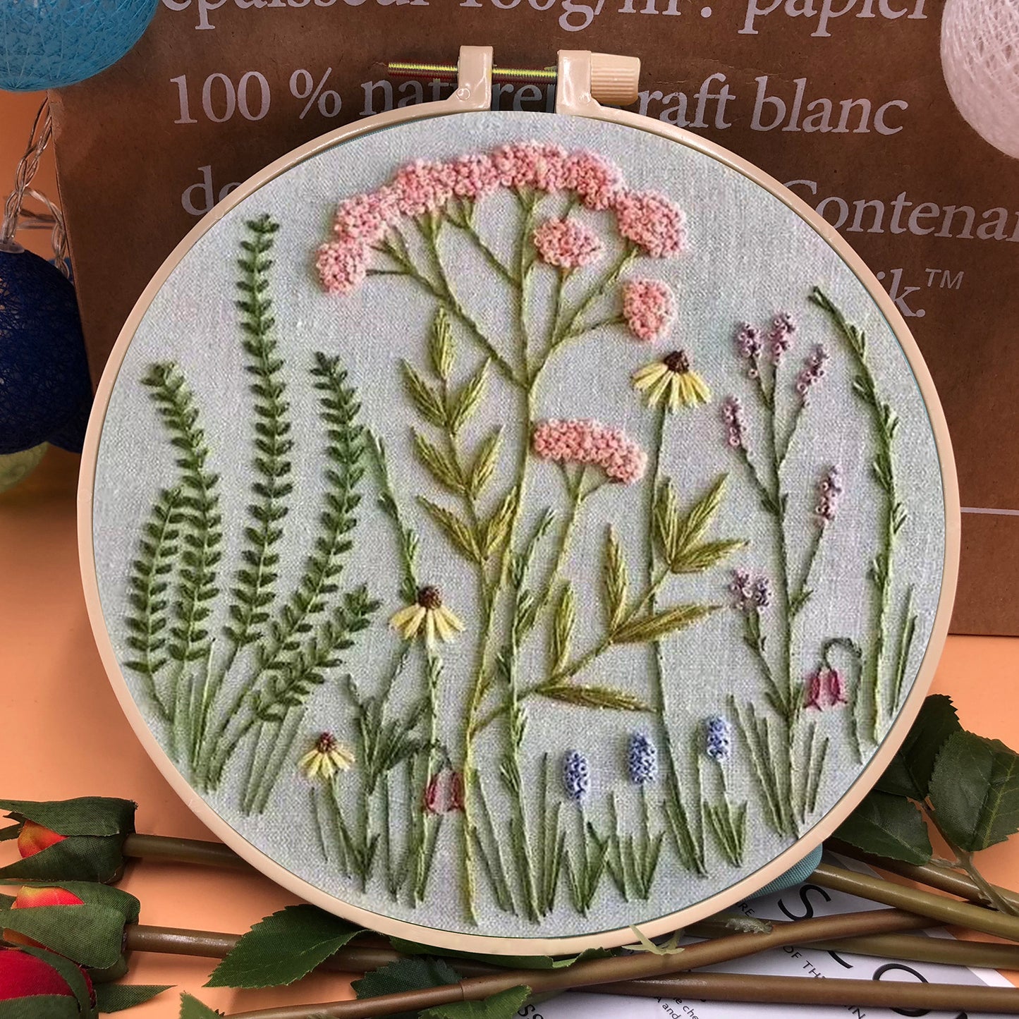 Perfect Gift - Embroidery Hoop Flower Kit for Beginner