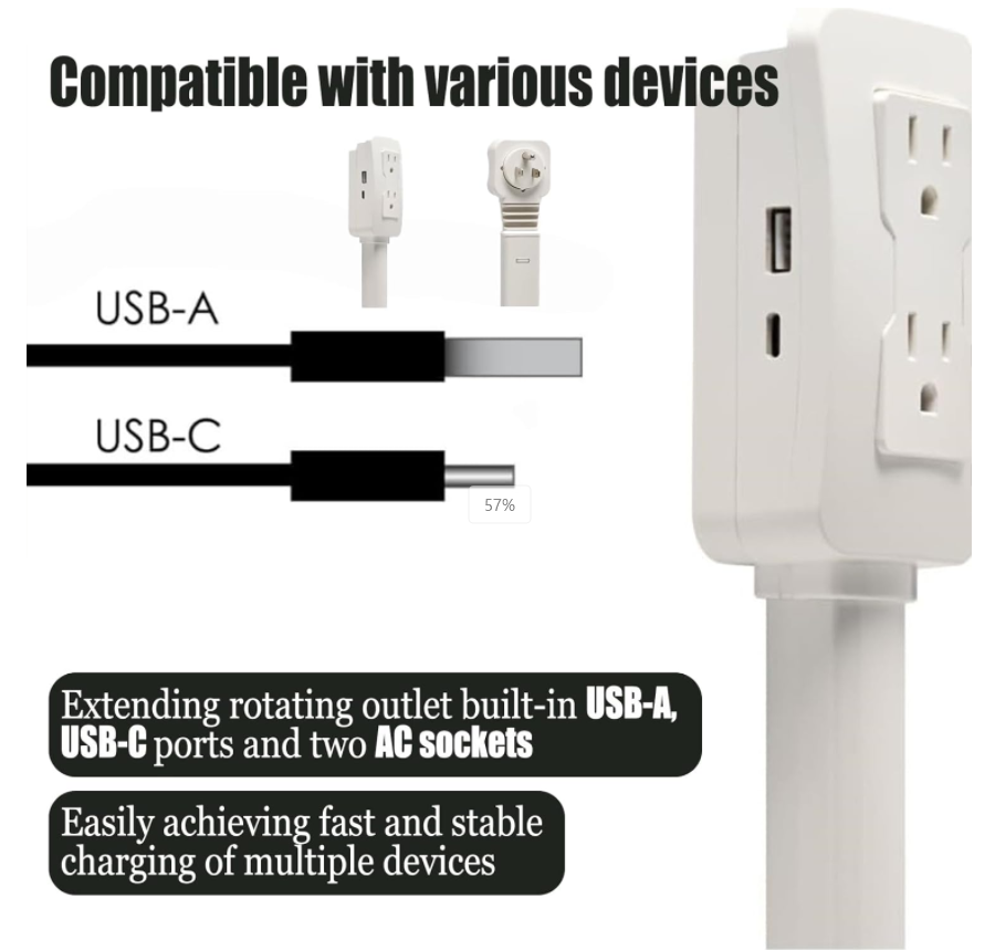 🔌 Power socket expander - 180° rotation, expand more possibilities! ⚡✨