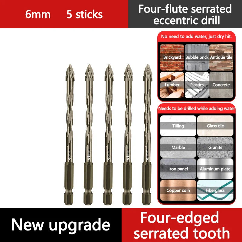 🔥2025 Hot Sale 50% OFF🔥High-Strength 4-Flute Serrated Eccentric Drill Bit Kit