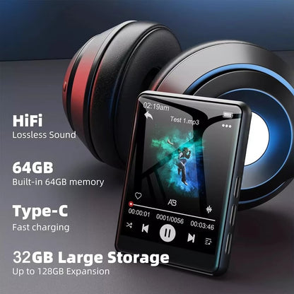 2.4" Touch Screen MP4 MPS Player Bluetooth5.2 Music HIFI FM Radio + 8/32/64GB Card USA Audio Metal (No Subscription)