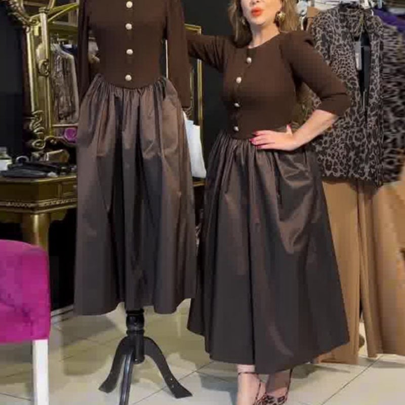 Women's Elegant Color Block Long Dress