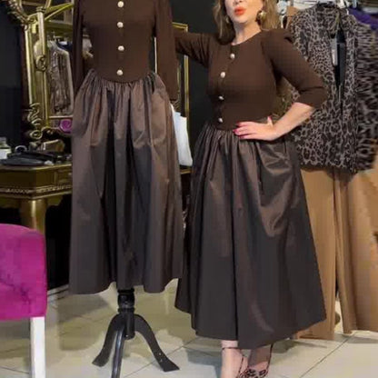 Women's Elegant Color Block Long Dress