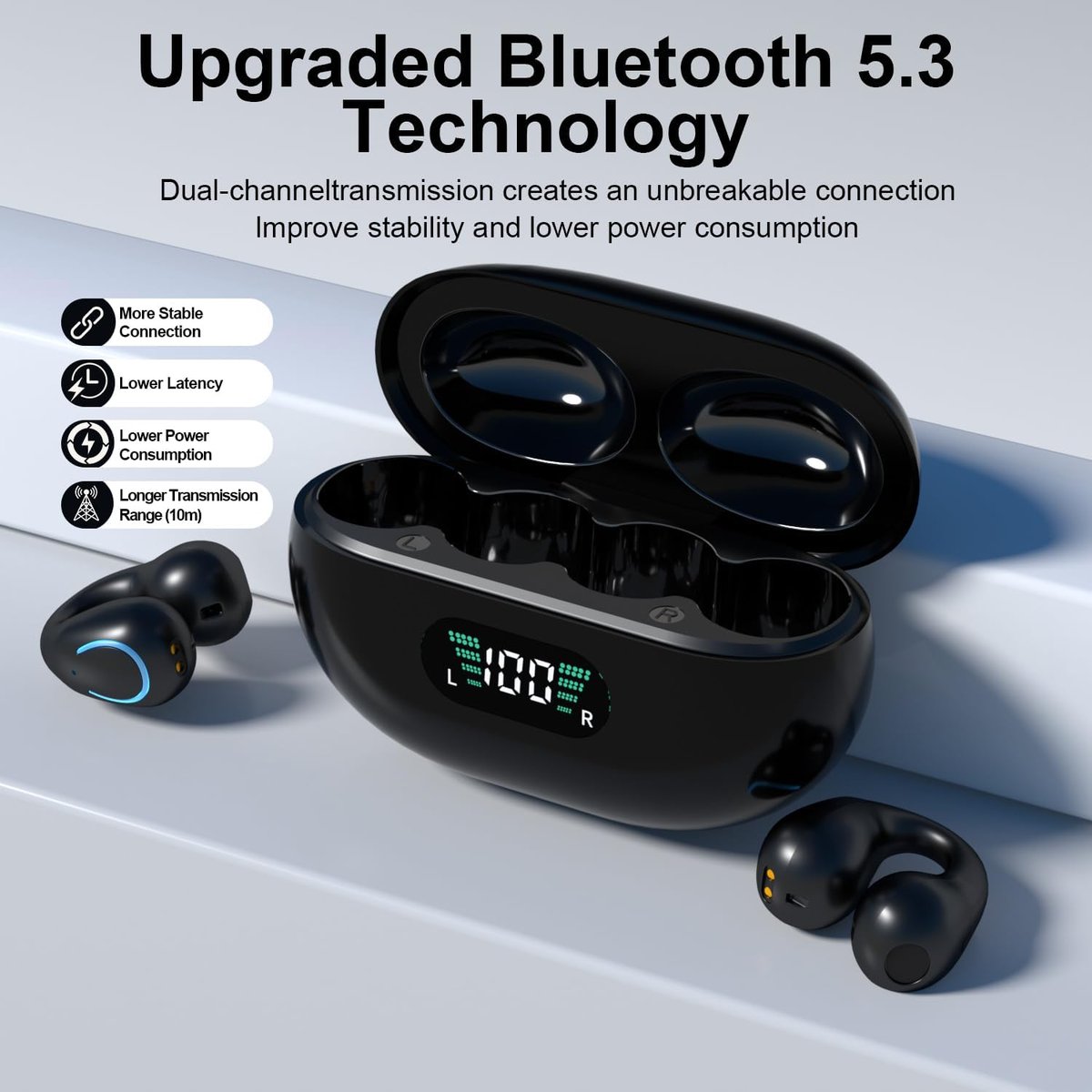 2025 New Arrival - Ear Clip Bluetooth Headphones with Touch Screen