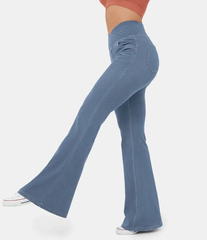 🔥HOT SALE-49% OFF🔥Stretchy Denim High Waisted Crossover Flare Pants👖