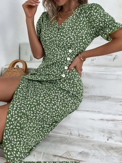 🌷49% OFF🍃Women's floral v-neck printed dress