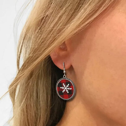 🎄Christmas Day Jewelry Snowflake Faux Leather Earrings