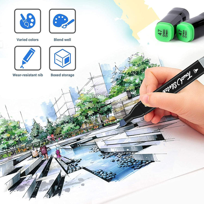 80 Colors Premium Dual Tip Markers Set with Carry Case