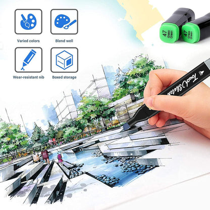 80 Colors Premium Dual Tip Markers Set with Carry Case