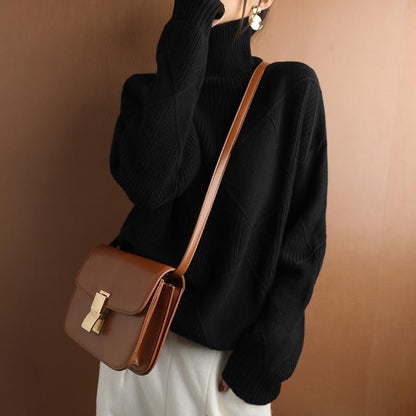 Loose Turtleneck Sweater Cardigan