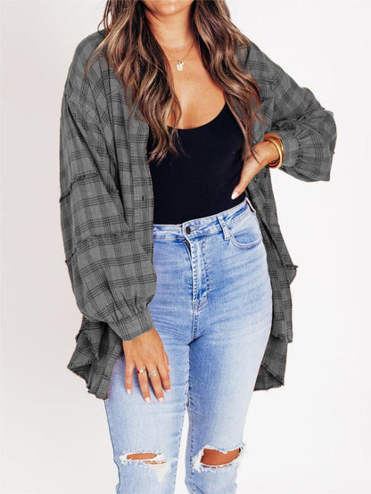 🔥Last 24 hours - 49% OFF👚Women's Seams Raw Edge Washed Over sized Shirt Jacket with Pockets