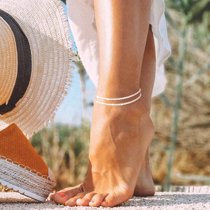 🥰TEWIKY Dainty Layered Waterproof Anklet For