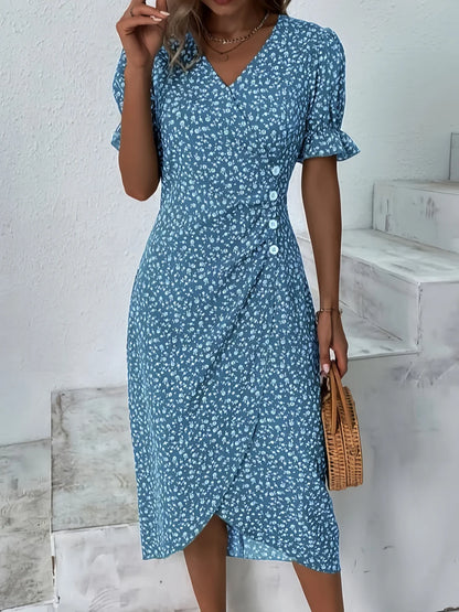 🌷49% OFF🍃Women's floral v-neck printed dress