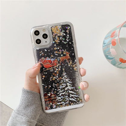🎄Christmas theme flash powder iPhone mobile phonecase for iPhone 14/13/12/11/X/XS/7/8/SE