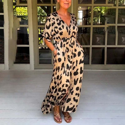 🔥Loose Leopard V-Neck Maxi Dress