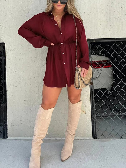 Solid Color Long Sleeve Shirt Bodysuit
