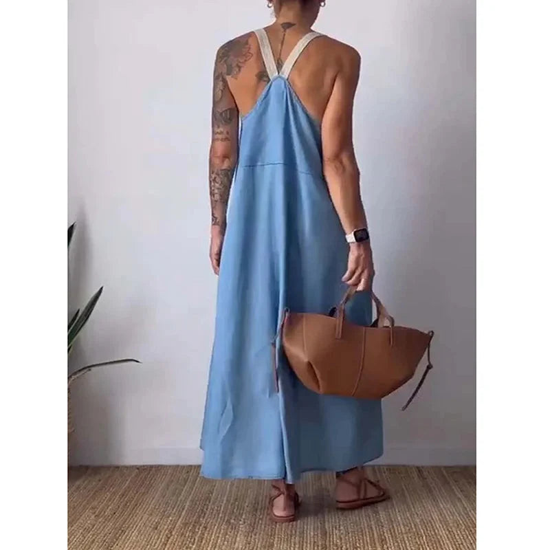 Women's Simple Cotton Linen Sling Dress