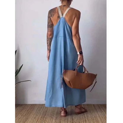 Women's Simple Cotton Linen Sling Dress