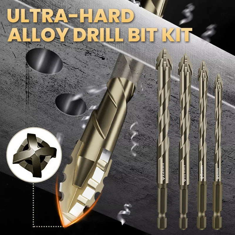🔥2025 Hot Sale 50% OFF🔥High-Strength 4-Flute Serrated Eccentric Drill Bit Kit